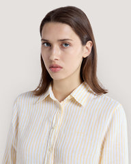 Regular Fit Striped Linen Shirt Yellow / 36