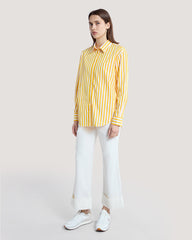 Relaxed Fit Classic Striped Poplin Shirt Yellow / 36