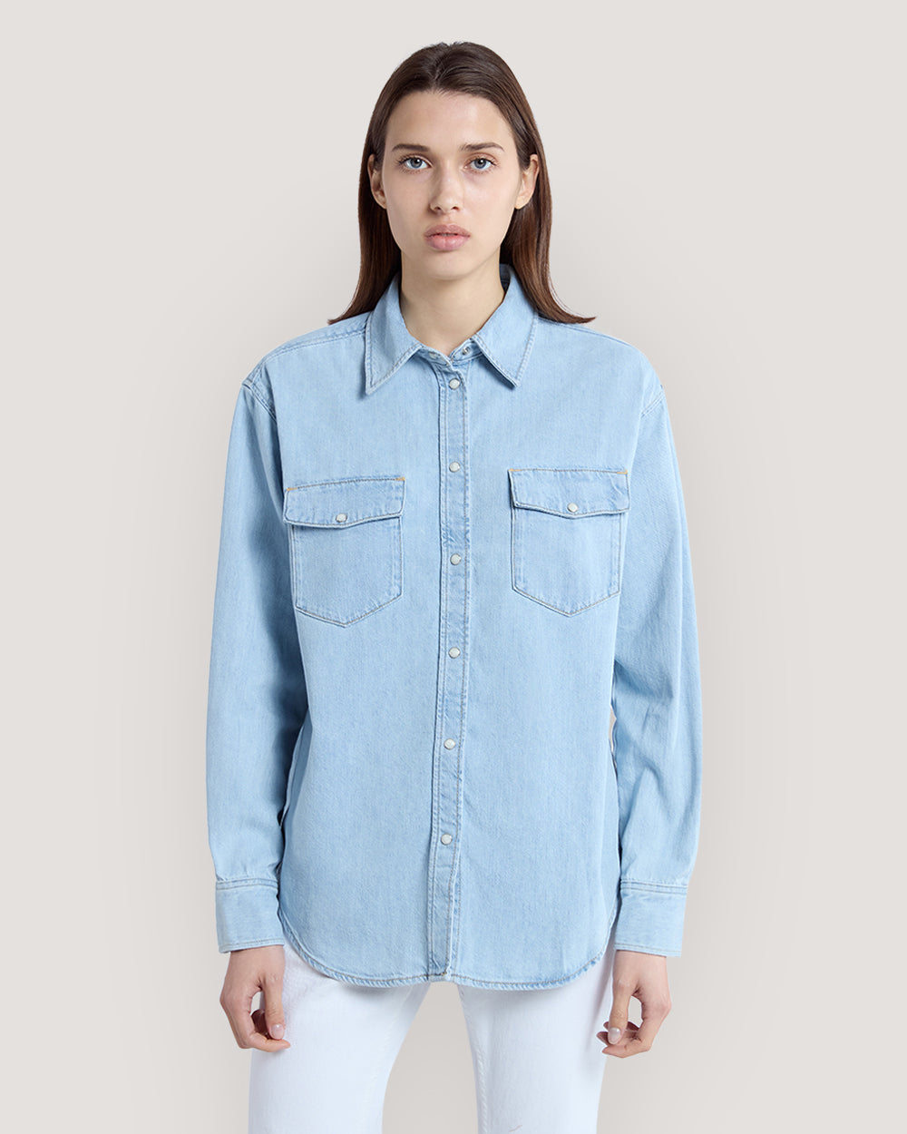 Relaxed Fit Pocket Detail Denim Shirt Light Indigo / 36