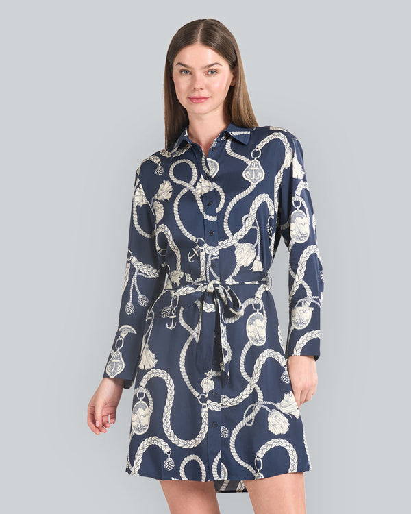 Sailing Print Shirt Dress