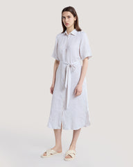 Striped Linen Shirt Dress Dry Sand / 36