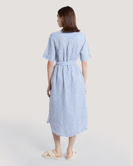 Striped Linen Shirt Dress Blue / 36