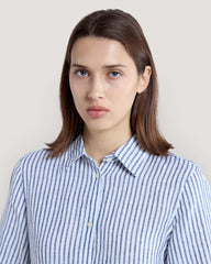 Striped Linen Shirt Dress Blue / 36