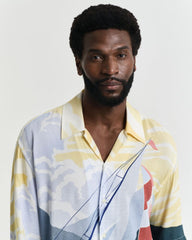 Relaxed Fit Sailing Scene Short Sleeve Shirt Red / S