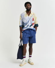 Relaxed Fit Sailing Scene Short Sleeve Shirt Red / S