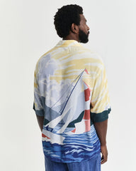 Relaxed Fit Sailing Scene Short Sleeve Shirt