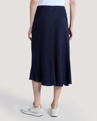 Linen Blend Skirt Blue / 36