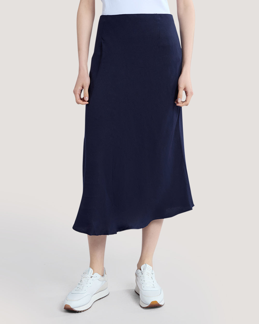 Linen Blend Skirt Blue / 36