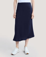 Linen Blend Skirt Blue / 36