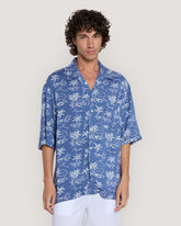 Relaxed Fit Island Print Shirt Dusty Navy / M