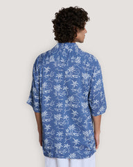 Relaxed Fit Island Print Shirt Dusty Navy / M