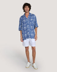 Relaxed Fit Island Print Shirt Dusty Navy / M