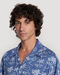 Relaxed Fit Island Print Shirt Dusty Navy / M