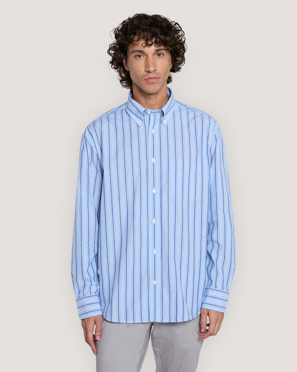 Relaxed Fit Striped Heritage Poplin Shirt Blue / M