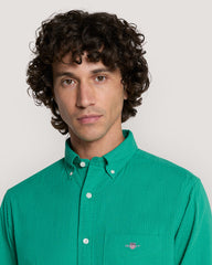 REG SOLID SEERSUCKER SHIRT Green / M