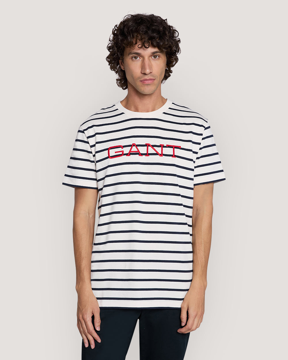Striped Graphic T-Shirt Cream / M