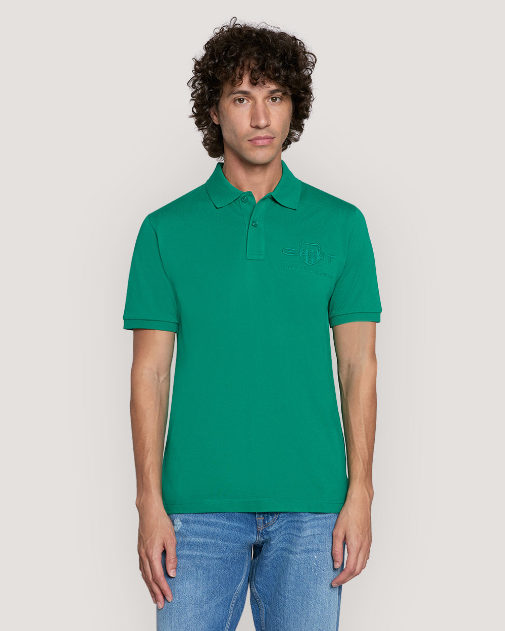 Tonal Shield Polo Shirt Green / M