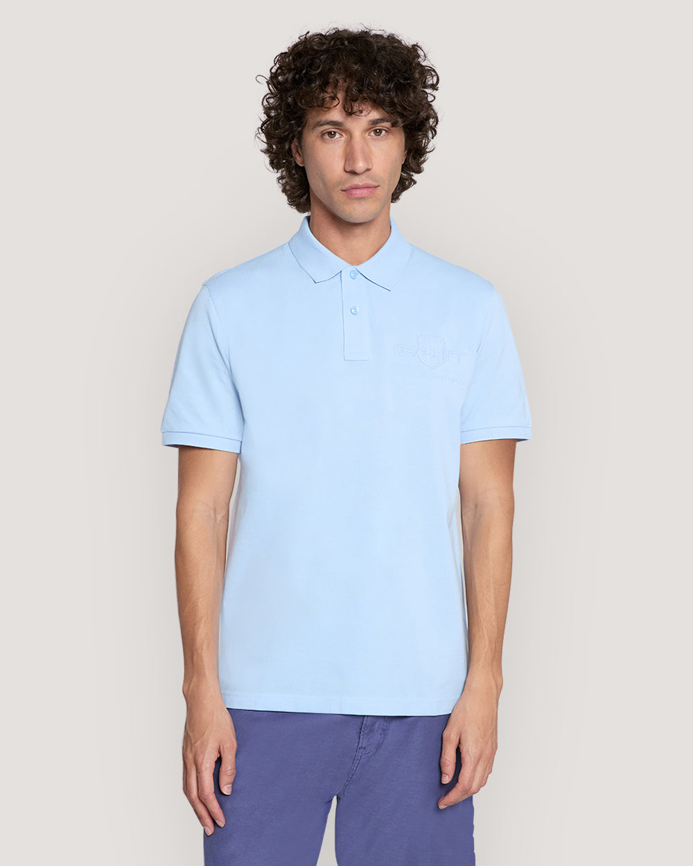 Tonal Shield Polo Shirt Blue / M