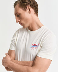 GANT USA Sailing Print Graphic T-Shirt Cream / S