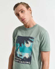 GANT USA Sailing Print Graphic T-Shirt Green / S