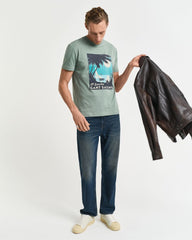 GANT USA Sailing Print Graphic T-Shirt Green / S