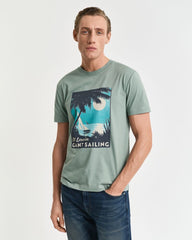 GANT USA Sailing Print Graphic T-Shirt Green / S