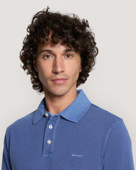 Sunfaded Piqué Polo Shirt Dusty Navy / M