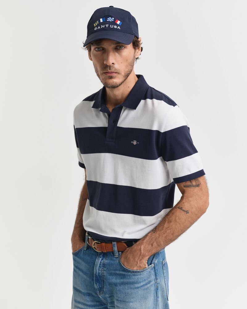 Block Striped Piqué Polo Shirt Blue / S