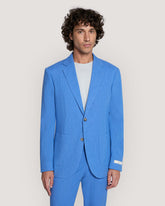 Slim Fit Cotton Linen Suit Jacket Salty Sea / 50