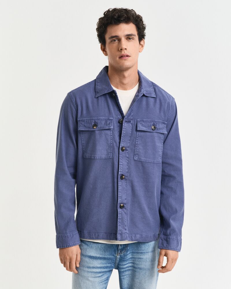 REG COT/LINEN OVERSHIRT Dusty Navy / S