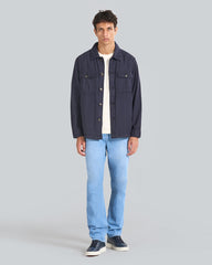 Regular Fit Cotton Linen Overshirt Blue / L