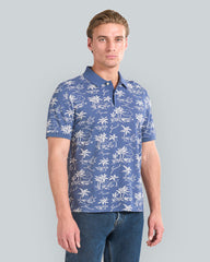 GANT Island Print Polo Shirt Dusty Navy / L