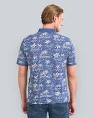 GANT Island Print Polo Shirt Dusty Navy / L