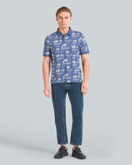 GANT Island Print Polo Shirt Dusty Navy / L