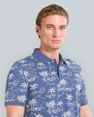 GANT Island Print Polo Shirt Dusty Navy / L