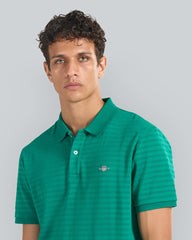 Textured Striped Polo Shirt Green / L