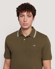 Gant Men’S Short Sleeve Tipped Collar Piqué Polo Shirt