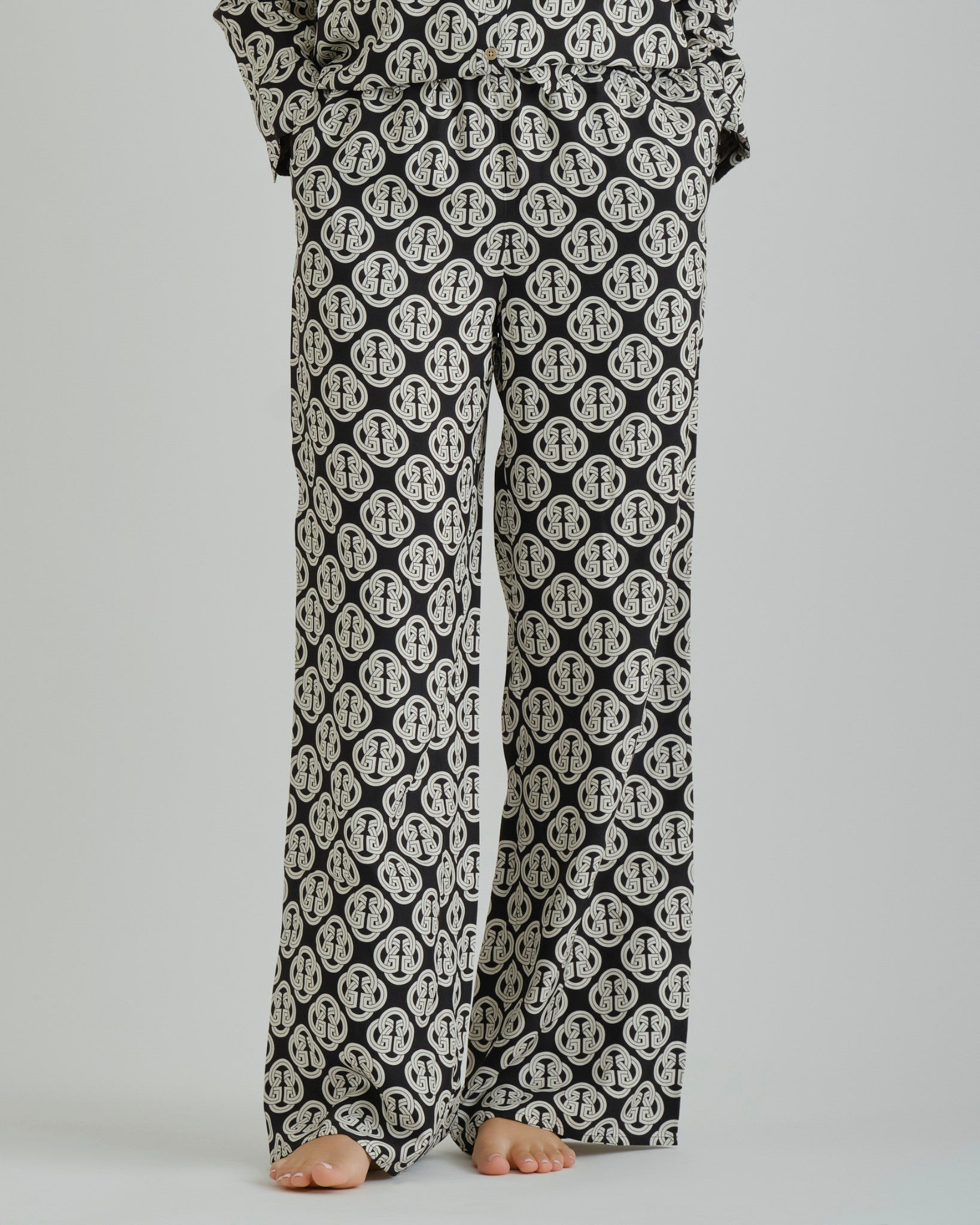 DRAWSTRING PRINTED PANTS Black / 36
