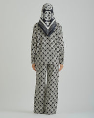 MONOGRAM PRINT SILK SCARF Black / OS