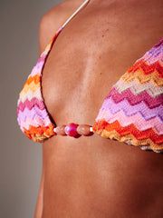 CROCHET BEAD DETAIL TRIANGLE BIKINI TOP