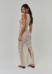 CROCHET TIE FRONT MAXI DRESS