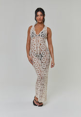 CROCHET TIE FRONT MAXI DRESS