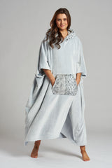 South Beach Snow Faux Fur Hood Luxury Fleece Poncho