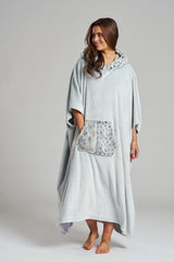 South Beach Snow Faux Fur Hood Luxury Fleece Poncho