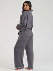 South Beach Marl Brushed Knit Rib Traditional Pyjama Set
