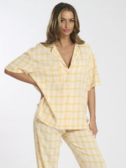 South Beach Cotton Crinkle Traditional Trouser Long Sleeve Set