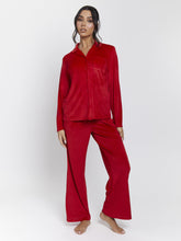 South Beach Velour Rib Long Sleeved Traditional Pyjama Set
