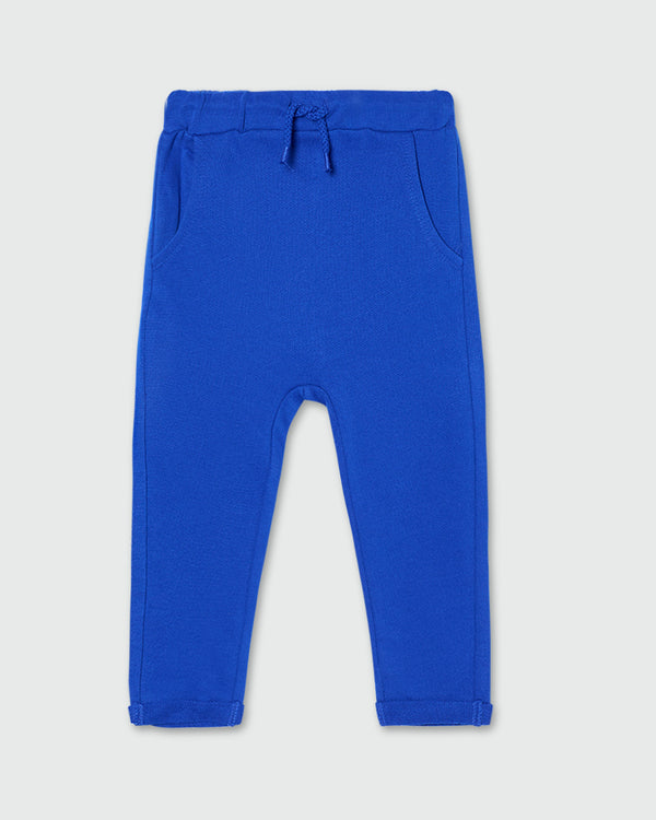Ovs Baby Boy Lightweight Plush Joggers With Tiger Cub Patch Blue / 24-36M
