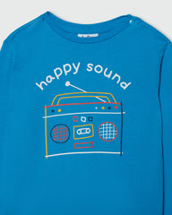 Ovs Fagottino Long-Sleeved T-Shirt With Stereo Print Blue / 24-30M