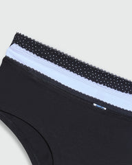 OVS WOMAN UNDERWEAR 3-PACK HIPSTER BRIEFS BLACK/WHITE / M